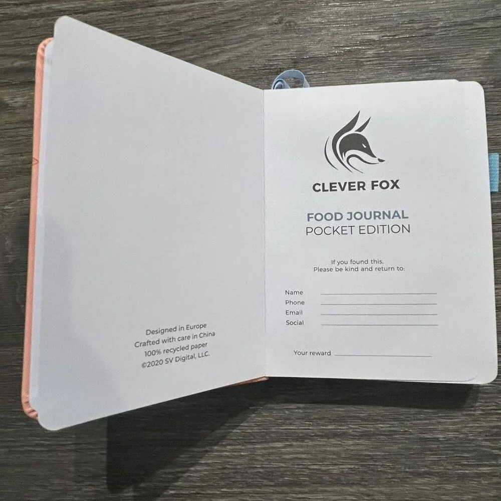 NEW Clever Fox Food Journal Pocket Size Nutrition Fitness Tracking Coral Sticker